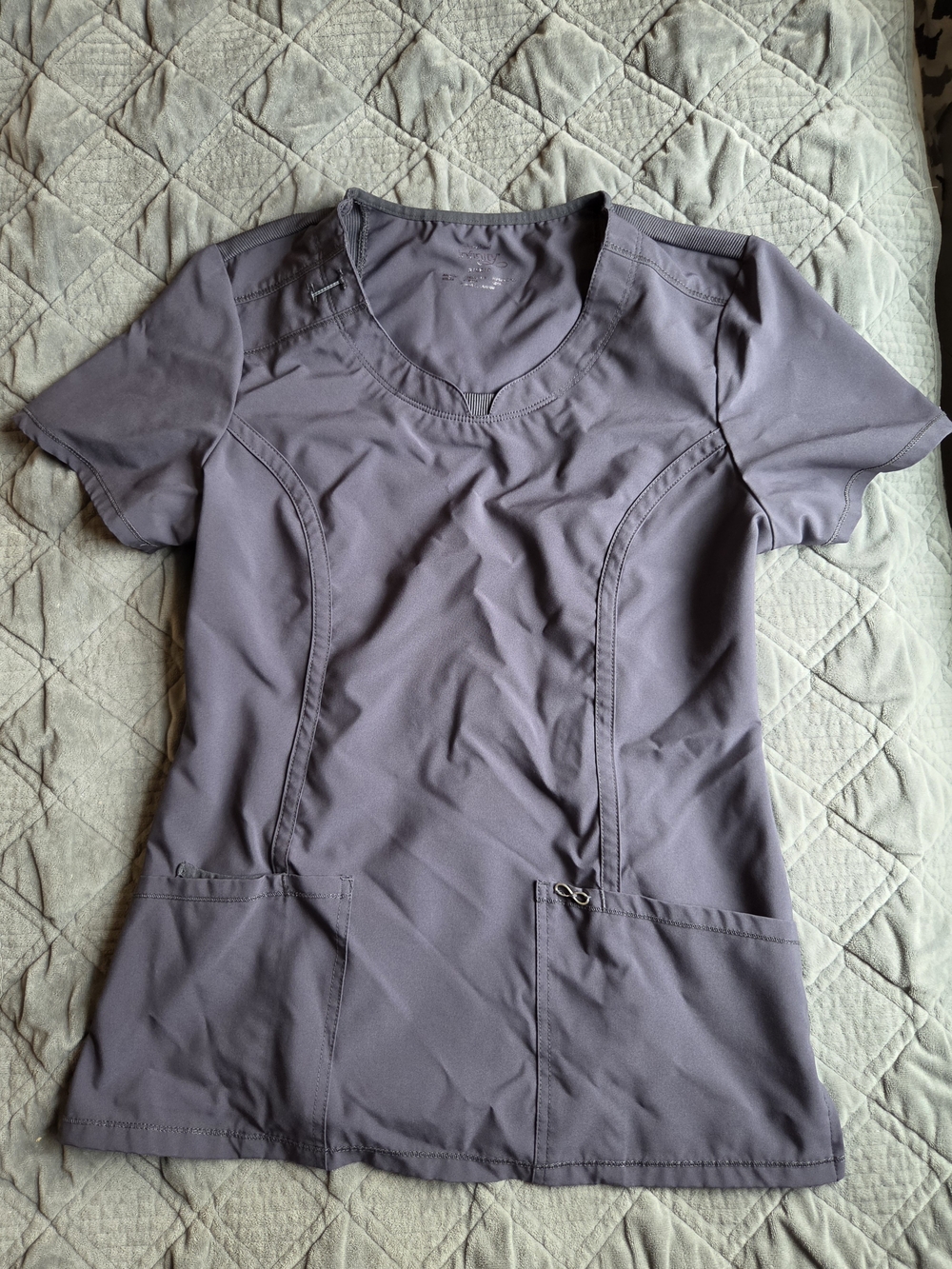 Women's Small Scrub Top Cherokee Infinity Pewter Grey